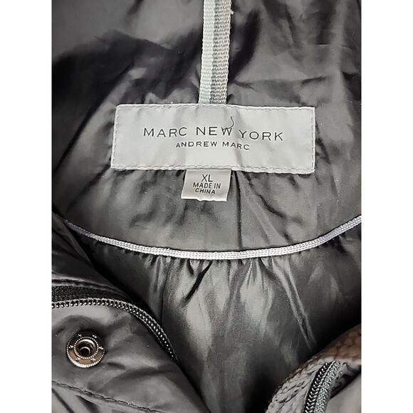 Marc New York Andrew Marc Jacket Women Large Down Puffer Faux Fur Collar Mob Wif - Picture 3 of 11